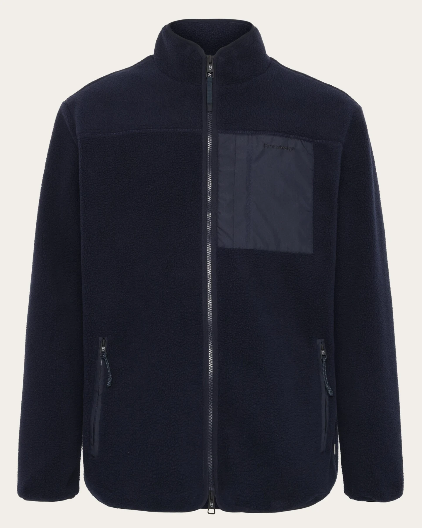 KnowledgeCotton Apparel Herren vegan Zip Jacke Loose Fleece Night Sky Navy – Ansicht 2