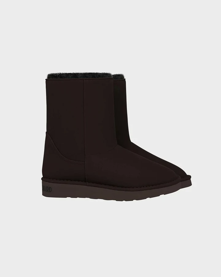 The New Orchard Damen vegan Stiefel Classic Mittelgroß Schokoladenbraun/Schwarz Kunstfell
