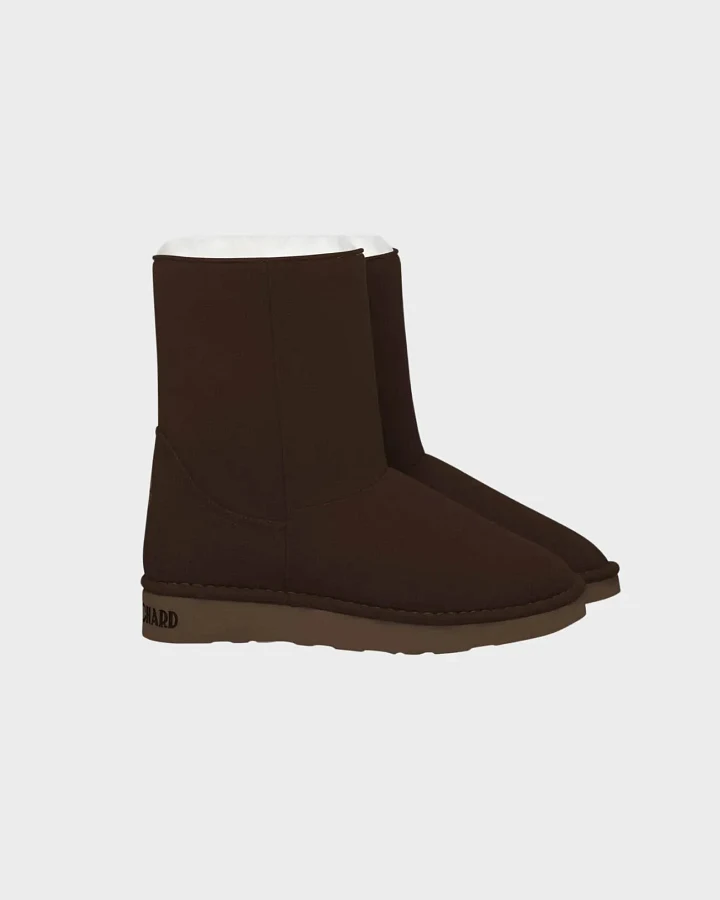 The New Orchard Damen vegan Stiefel Classic Medium Schokoladenbraun/Weiß Kunstfell