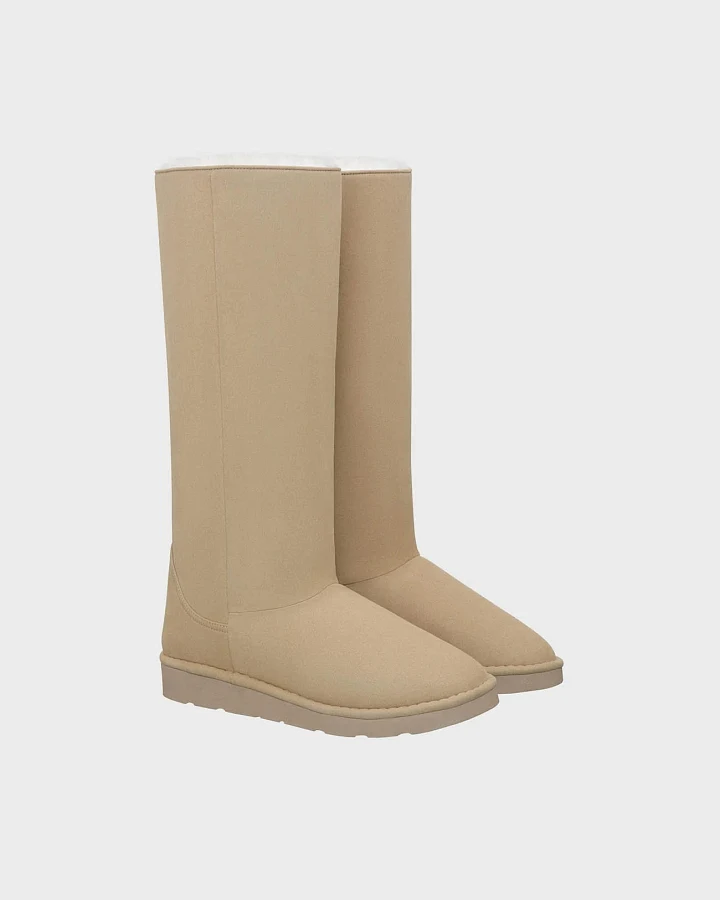 New Orchard Damen vegan Stiefel Classic Long Naturbeige Mit Kristallen
