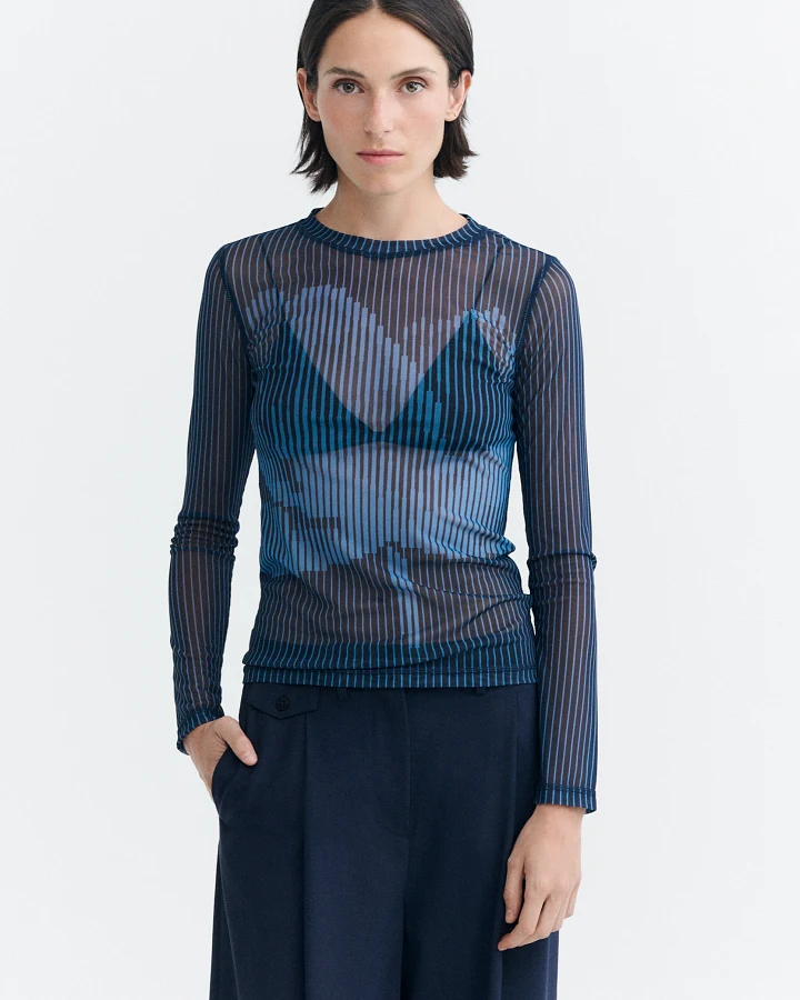 Thinking MU Damen vegan Transparentes Lotus Top In Marineblau