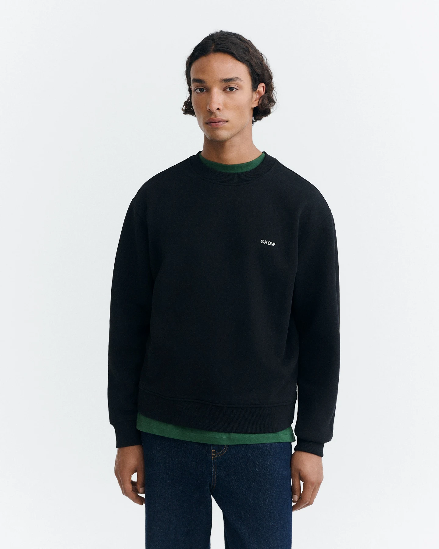 Thinking MU Herren vegan Sweatshirt Grow Leon Embroidered Schwarz – Ansicht 2