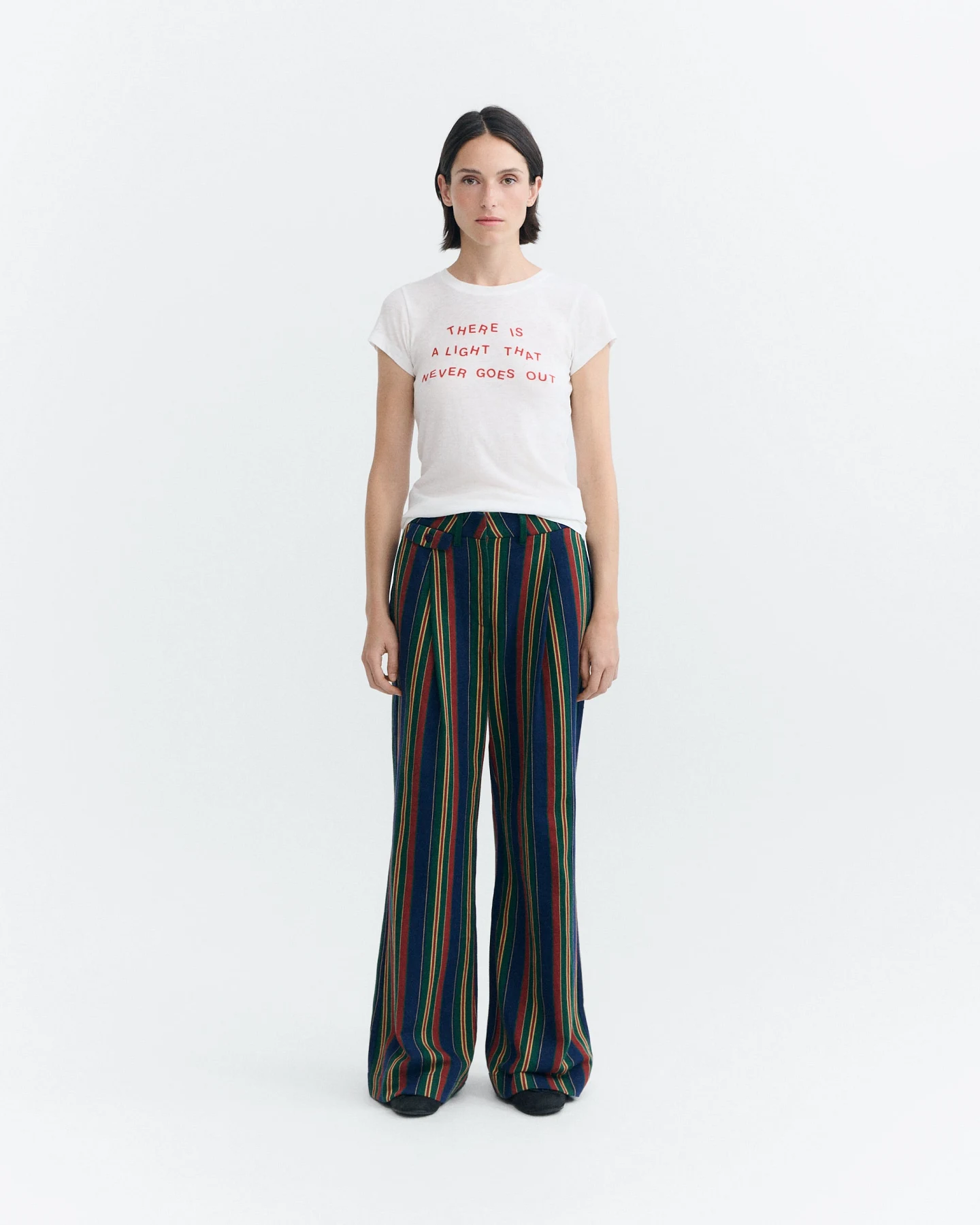 Thinking MU Damen vegan Hose Von Patricia Niedrige Leibhöhe Weit Geschnitten, Gestreift, Blau/Rot/Grün – Ansicht 2