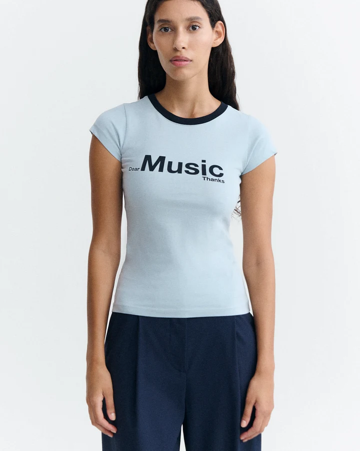 Thinking MU Damen vegan T-Shirt Mirna Schmal Geschnitten Hellblau