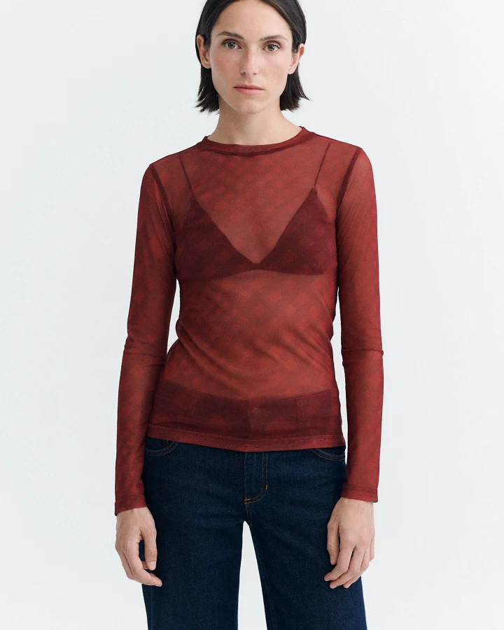 Thinking MU Damen vegan Top Tere Transparent Rot