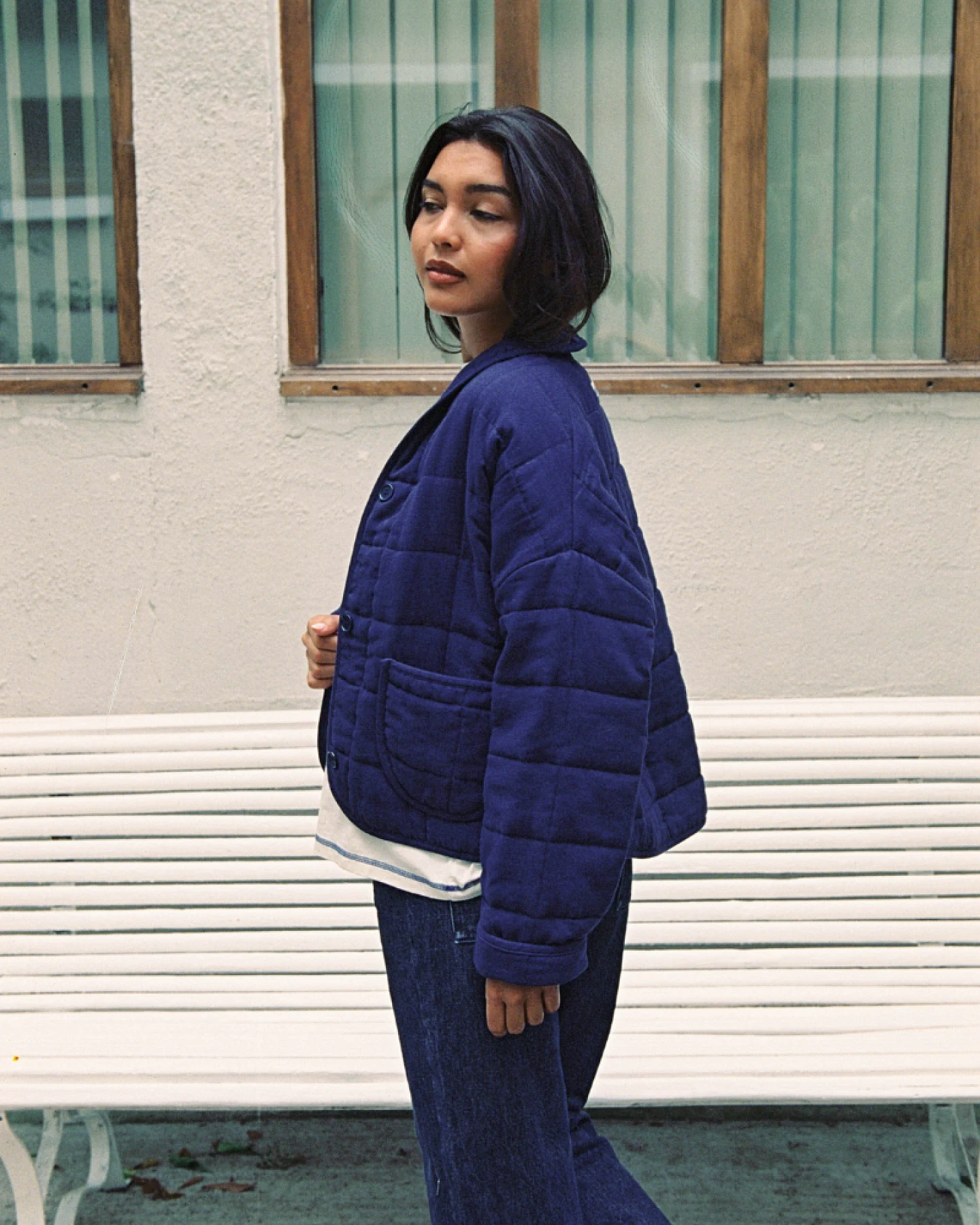 Nénés Damen vegan Jacke Maia Blau – Ansicht 2
