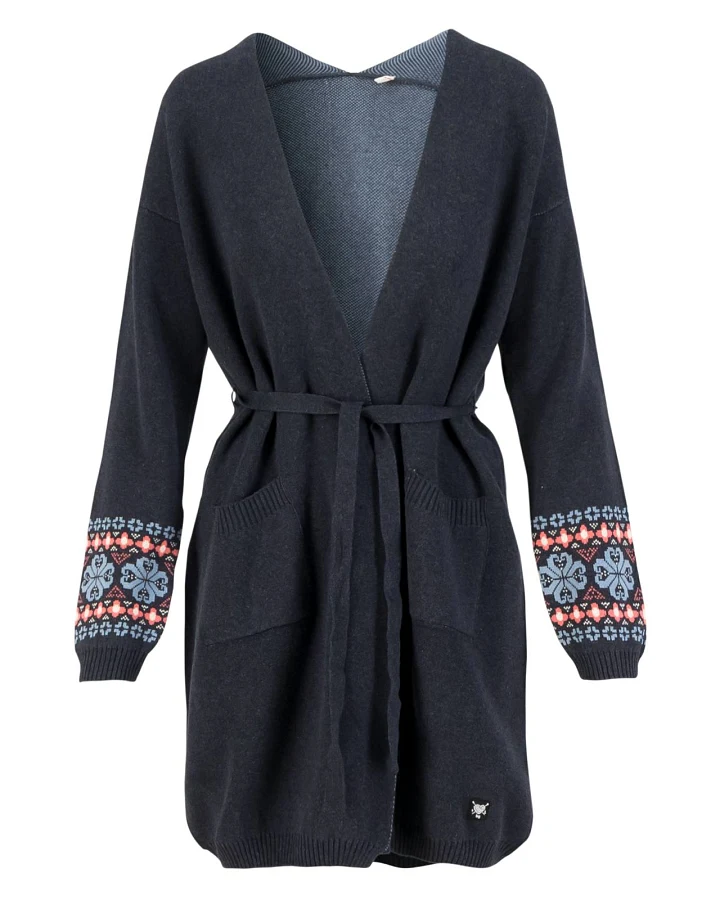 Lange Strickjacke Nordic Wrapper