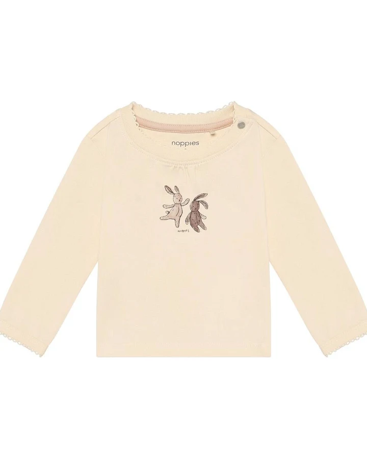 Langarmshirt Bio-Baumwolle (kbA) Print Hasen Buttercream 44