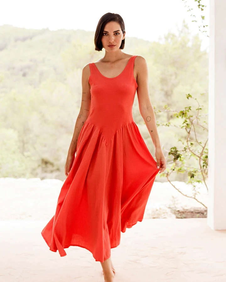 RAVENS VIEW IBIZA Damen vegan Kleid Look Radiant Red