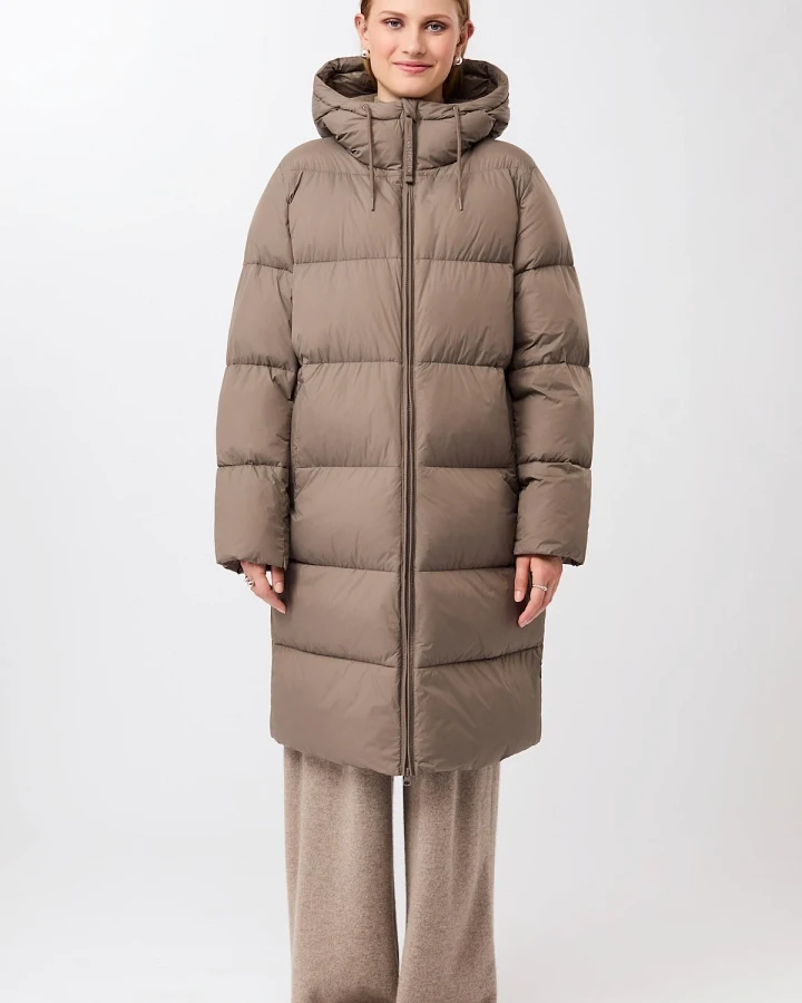 LangerChen Damen vegan Mantel Lightweight Quilted Concrete