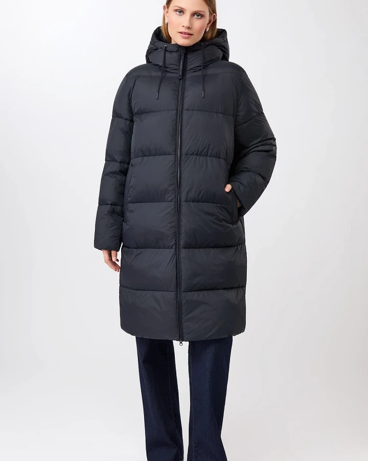 LangerChen Damen vegan Mantel Lightweight Quilted Midnight