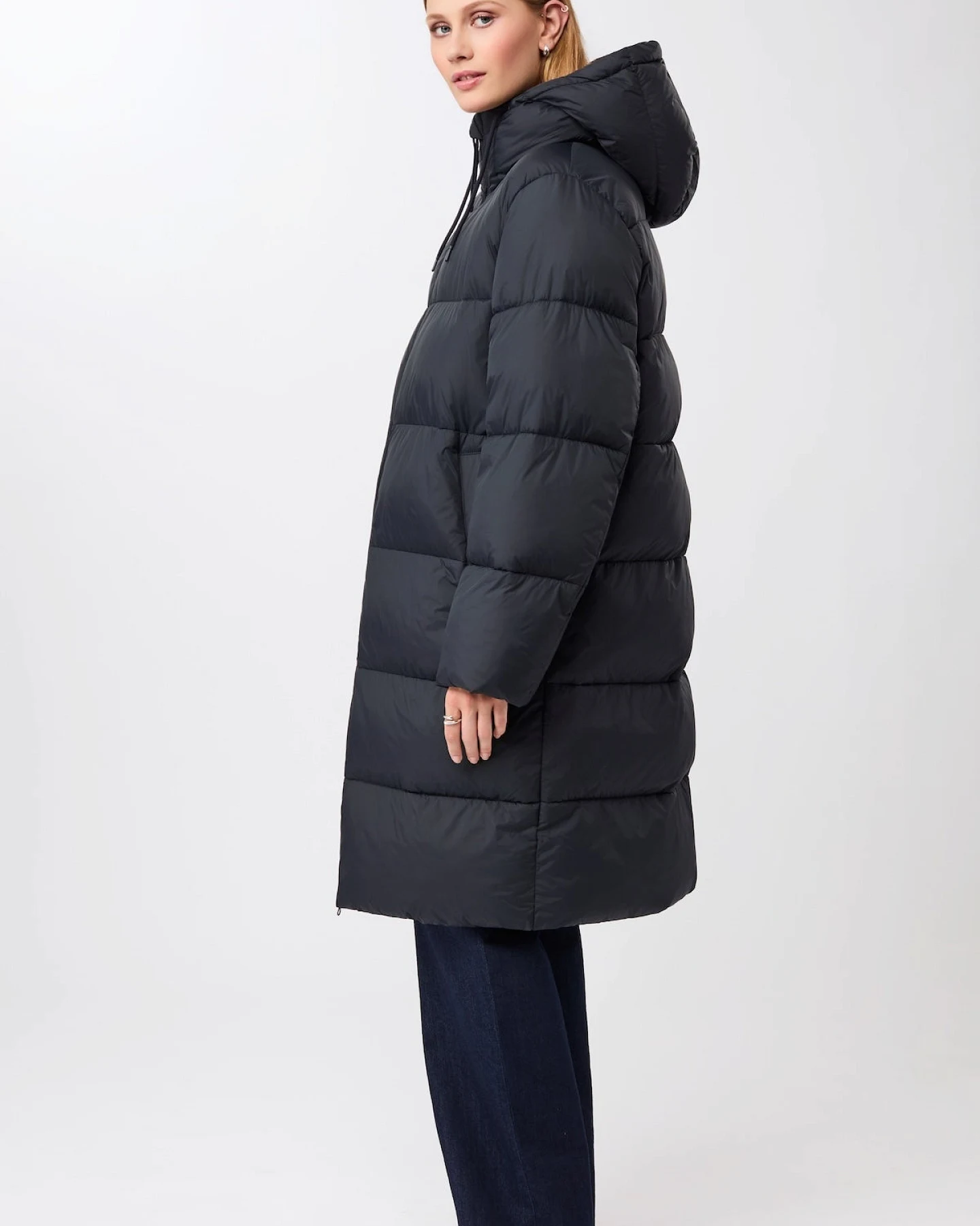 LangerChen Damen vegan Mantel Lightweight Quilted Midnight – Ansicht 2