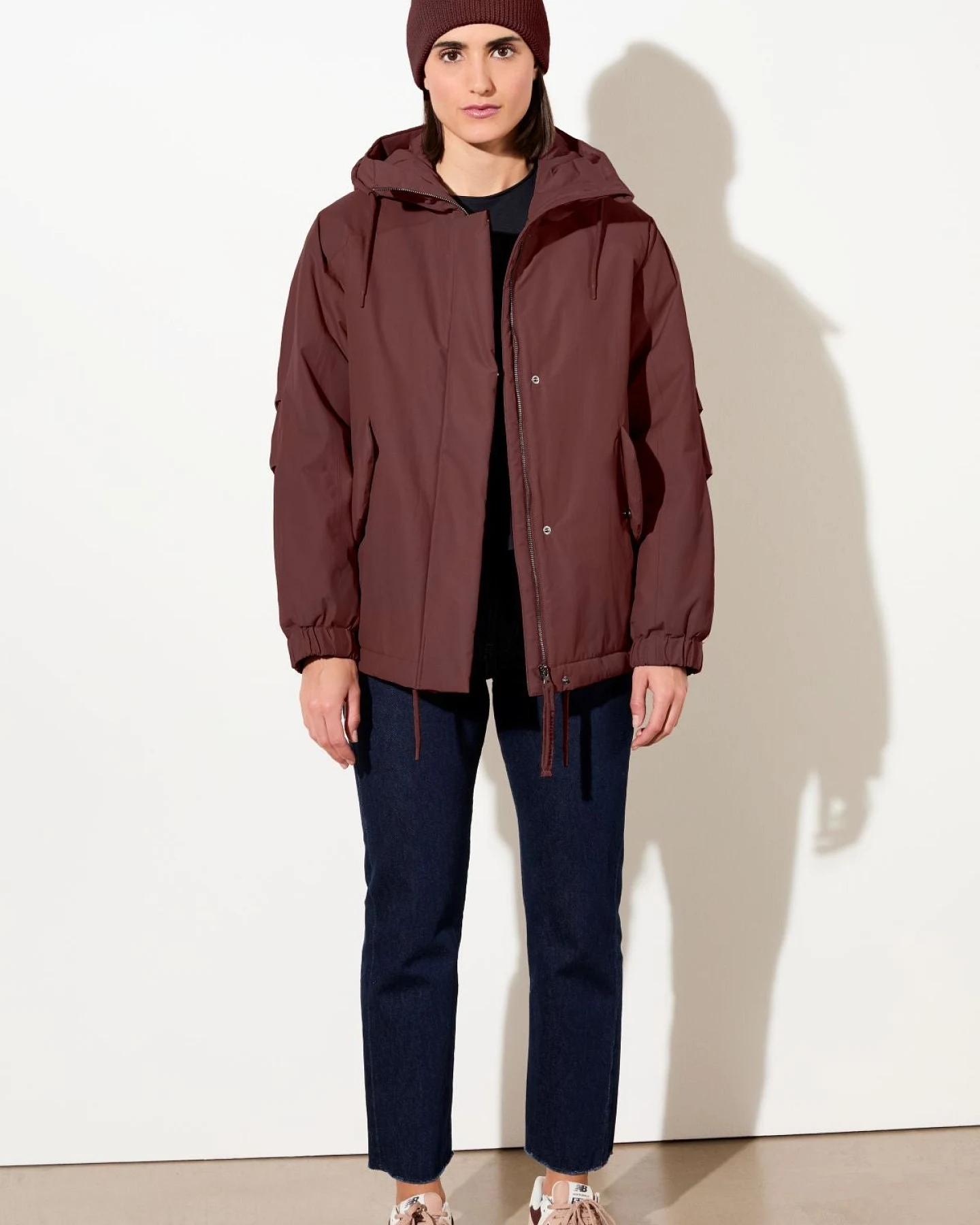 LangerChen Damen vegan Parka Padded Short Burgundy – Ansicht 2