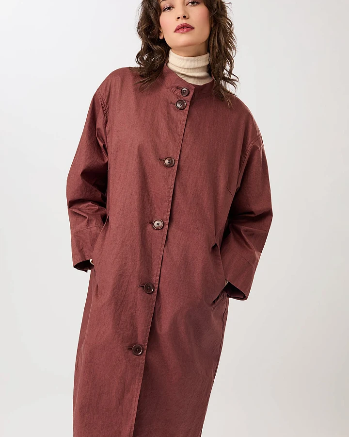 LangerChen Damen vegan Langer Mantel Mit Knöpfen Rubywood