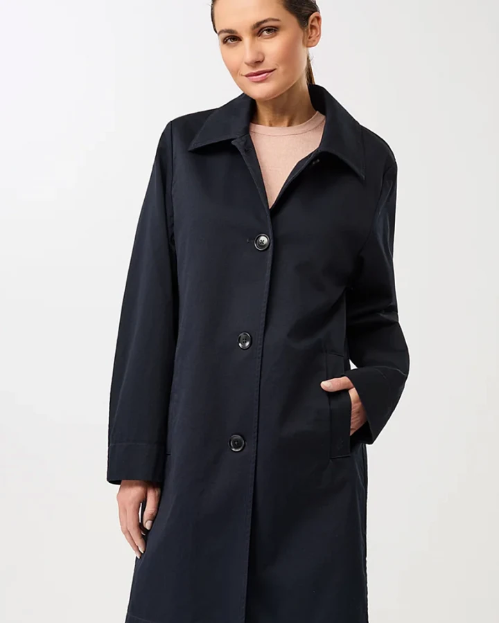 LangerChen Damen vegan Kurzer Mantel Marineblau