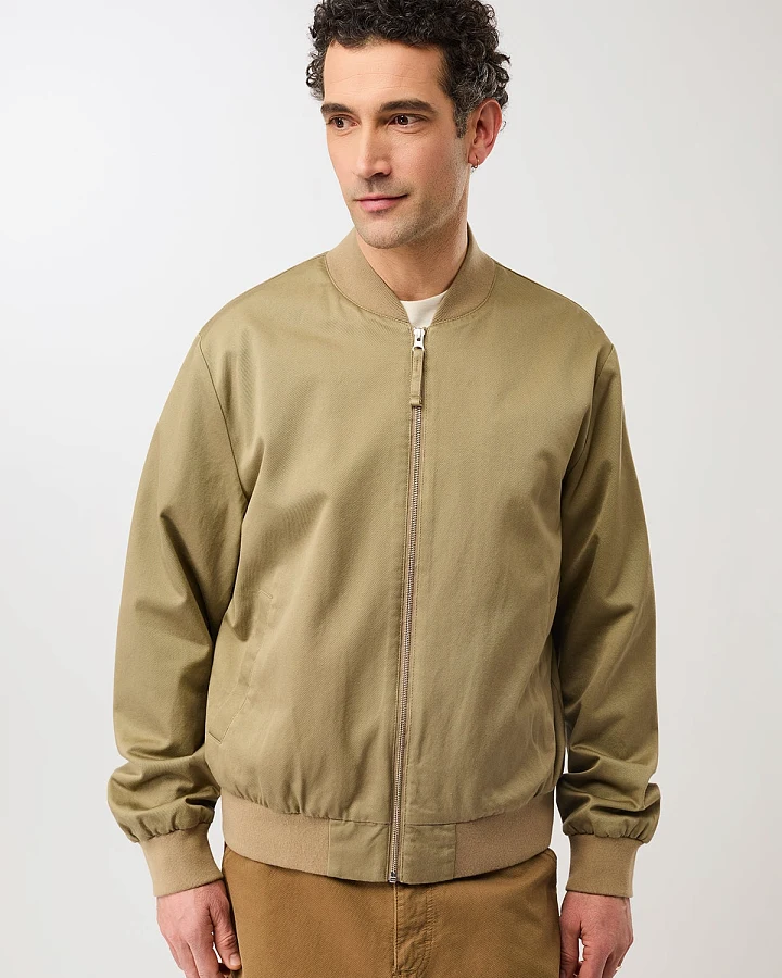 LangerChen Herren vegan Bomberjacke Mit Gerippten Bündchen, Breeze Beige