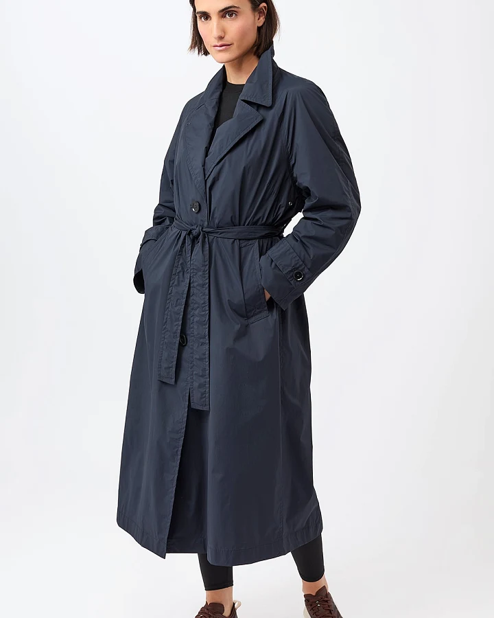 LangerChen Damen vegan Leichter Klassischer Trenchcoat In Marineblau