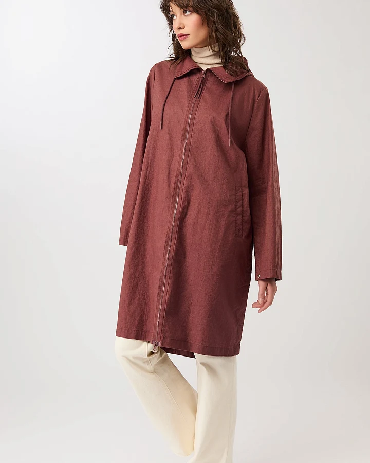 LangerChen Damen vegan Parka Long Rubywood