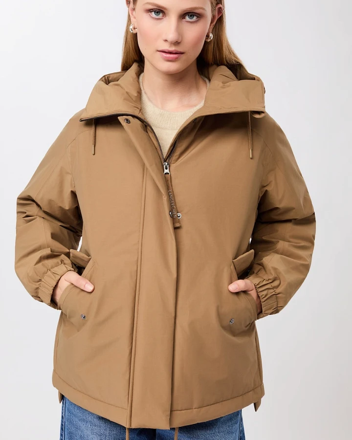 LangerChen Damen vegan Gesteppter Parka Kurz Eiche