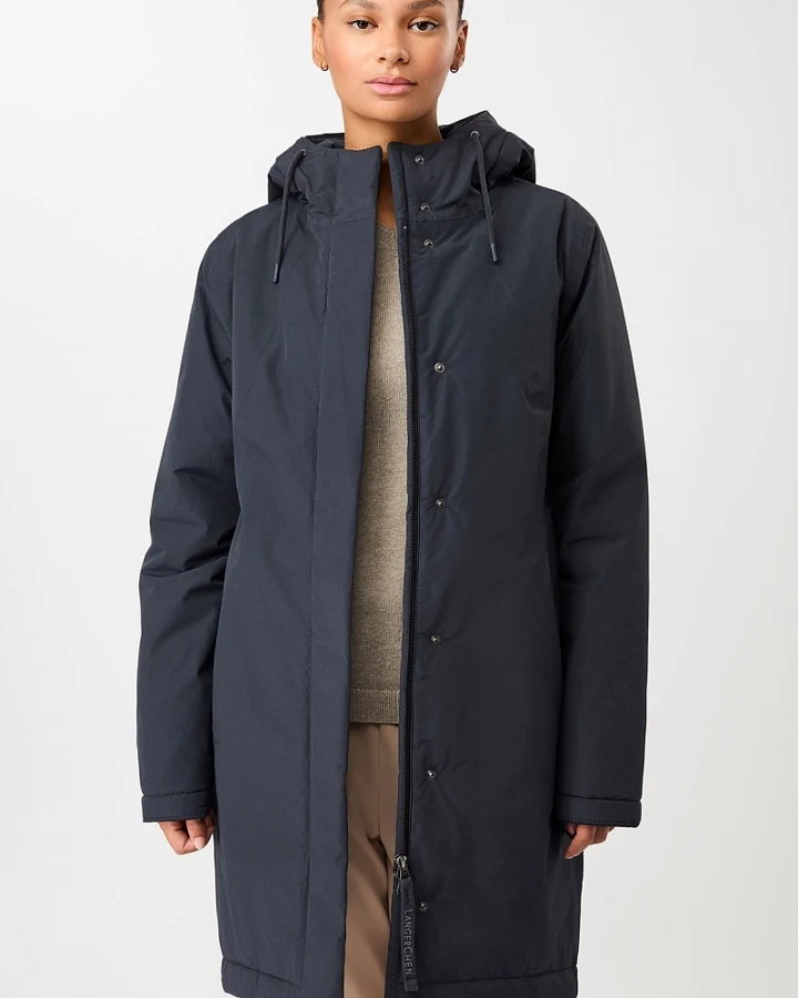 LangerChen Damen vegan Parka Padded Slightly Tailored Navy