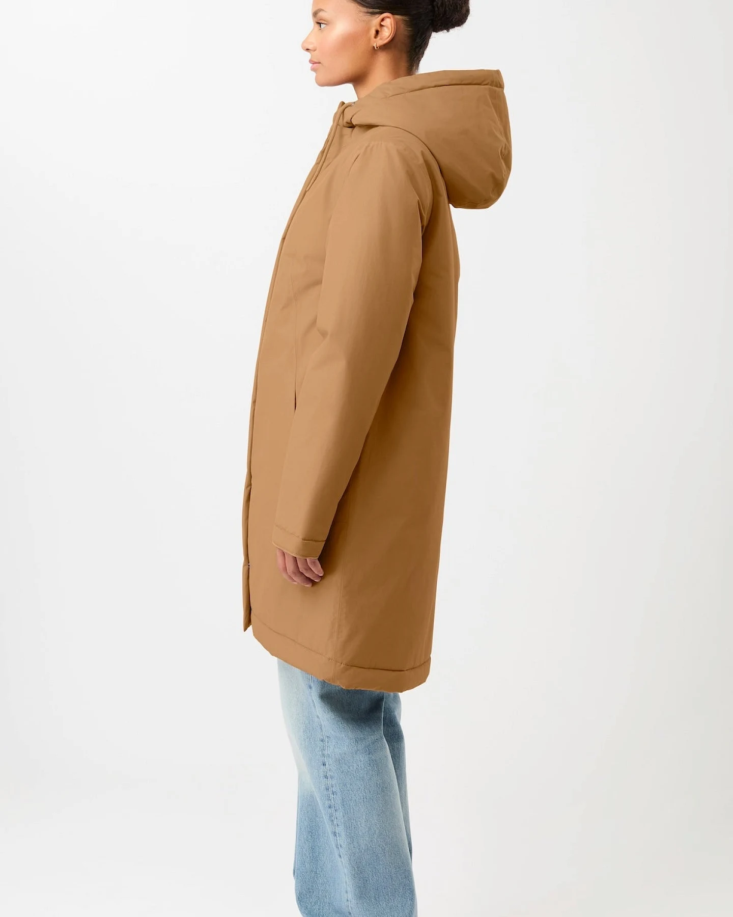 LangerChen Damen vegan Parka Wattiert Leicht Tailliert Farbe Eiche – Ansicht 2