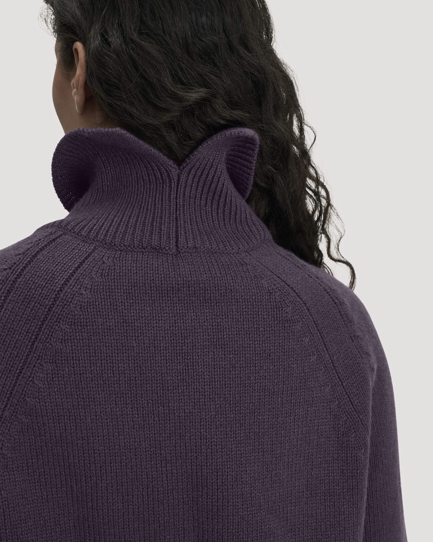 hessnatur Damen Strick Pullover Relaxed aus Bio-Merinowolle mit Bio-Baumwolle - lila - Größe XL – Ansicht 4