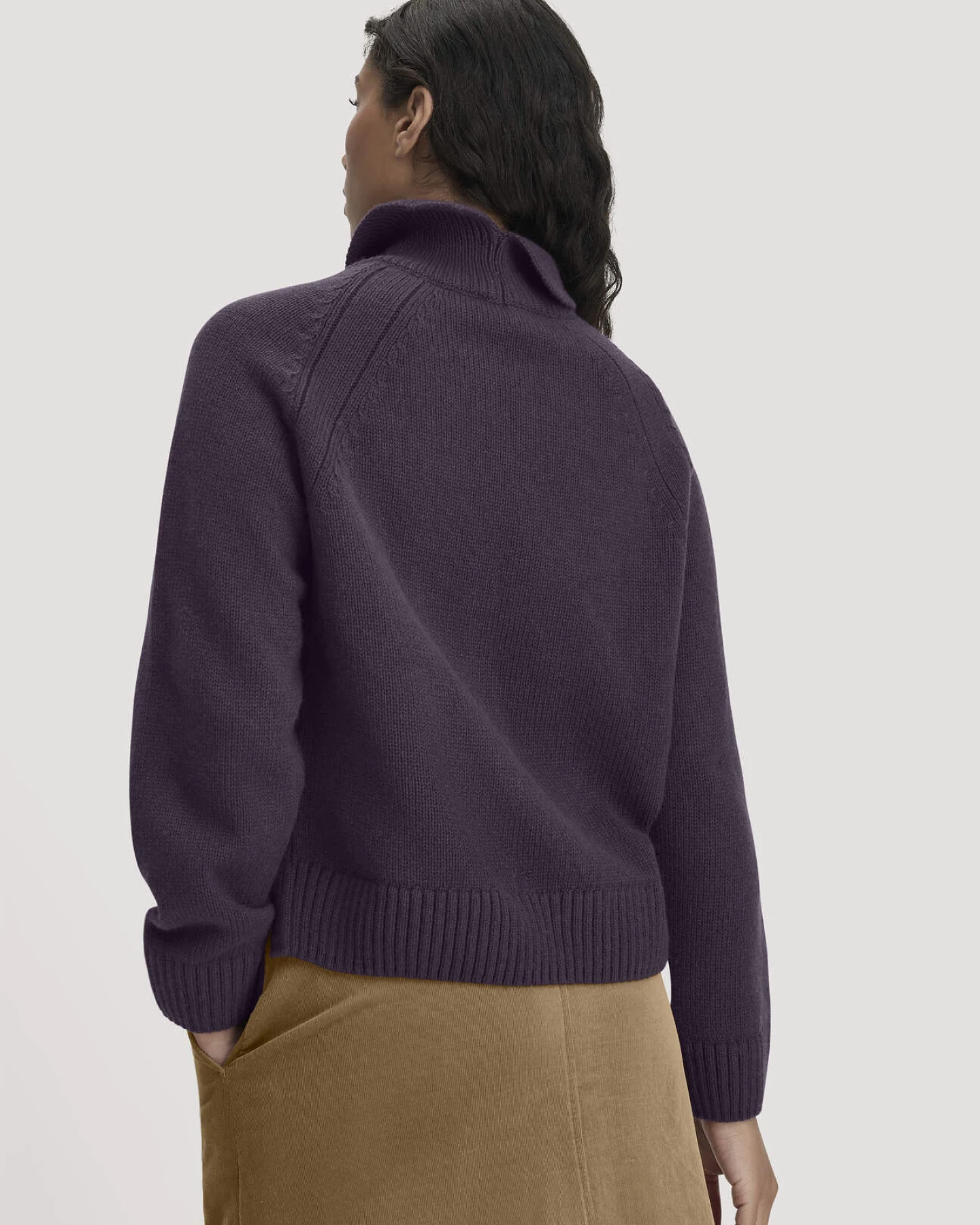 hessnatur Damen Strick Pullover Relaxed aus Bio-Merinowolle mit Bio-Baumwolle - lila - Größe XS – Ansicht 3