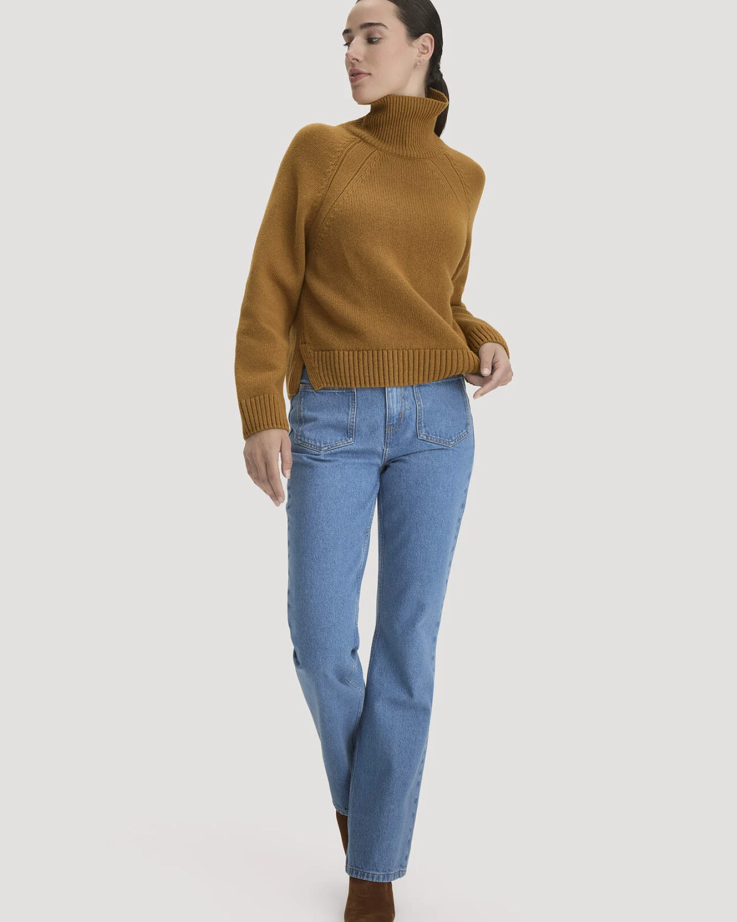 hessnatur Damen Strick Pullover Relaxed aus Bio-Merinowolle mit Bio-Baumwolle - orange - Größe M – Ansicht 2