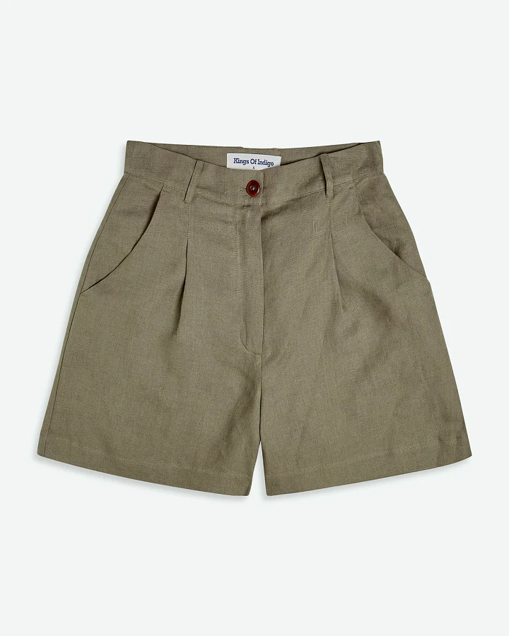 Kings of Indigo Damen vegan Shorts Makeda Bungee Cord Dunkel Oliv
