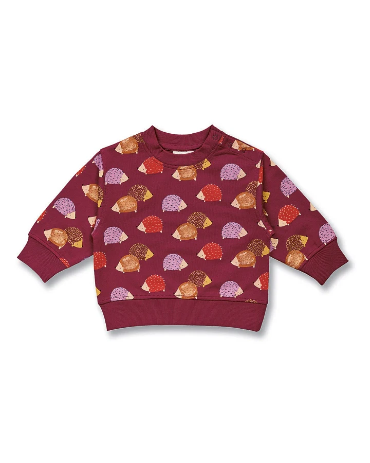 Baby Sweatshirt mit Igel-Druck auf Weinrot, Modell SIAM