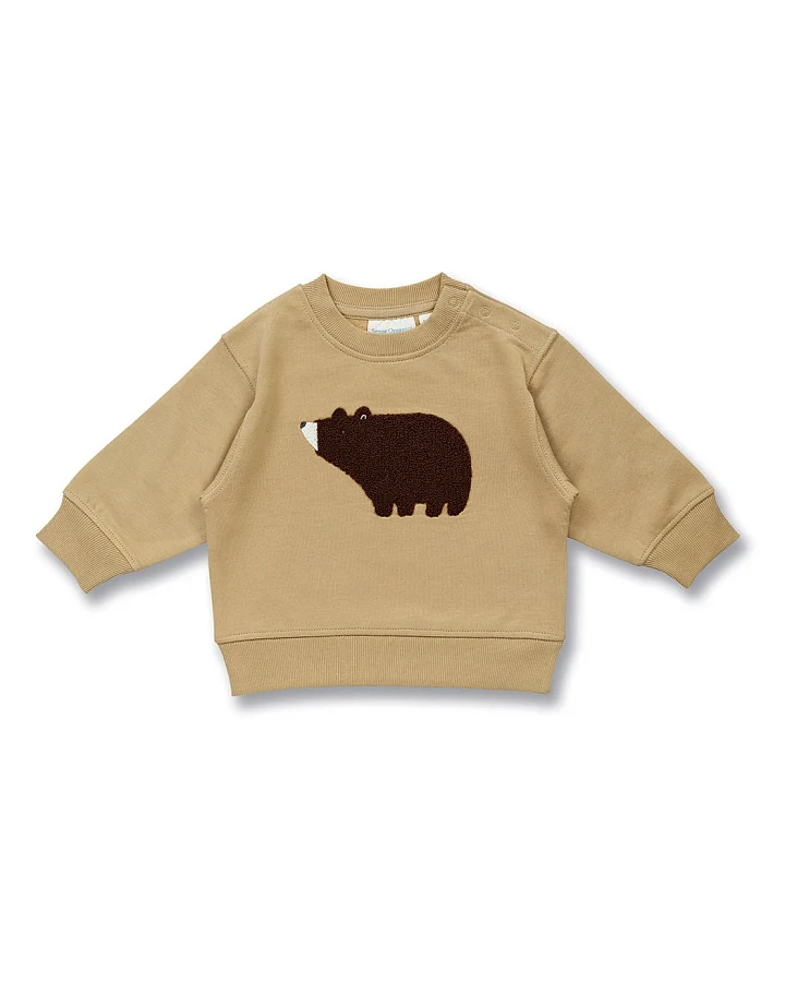 Baby Sweatshirt mit Bär-Motiv auf Braun, Modell SIAM