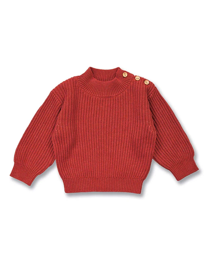 Baby Strickpullover in Terrakotta Melange, Modell VARUNY