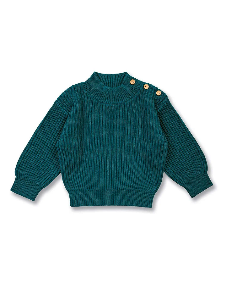 Baby Strickpullover in Dunkelgrün Melange, Modell VARUNY