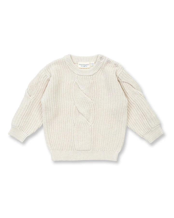 Baby Strickpullover in Cremeweiß Melange, Modell INOO