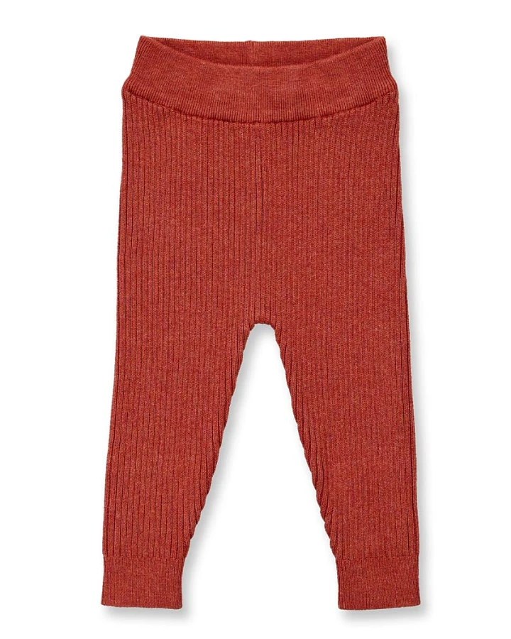 Babyleggings aus Strick in Terrakottarot Melange, Modell YUMA