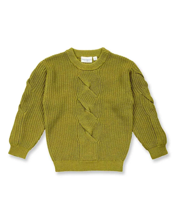 Kinder Strickpullover in Grünteegrün Melange, Modell INOO