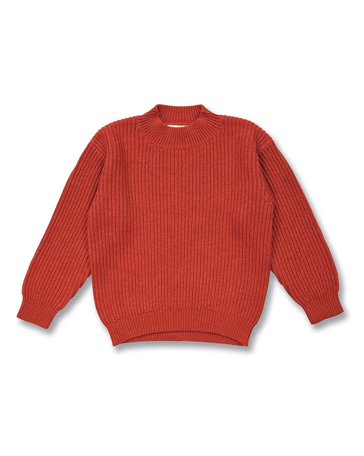 Kinder Strickpullover in Terrakottarot Melange, Modell MARLEY