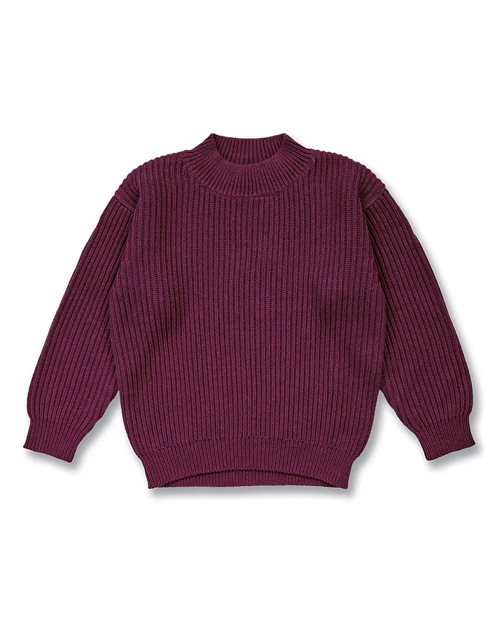 Strickpullover für Kinder in Bordeauxrot Melange, Modell MARLEY