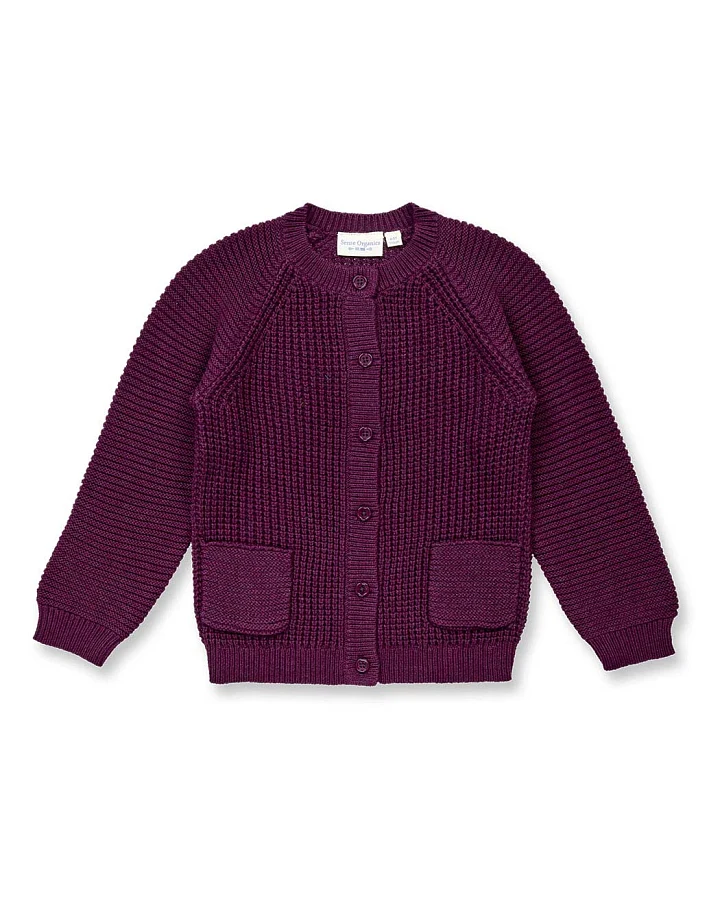Strickjacke für Kinder in Bordeauxrot Melange, Modell TULIA