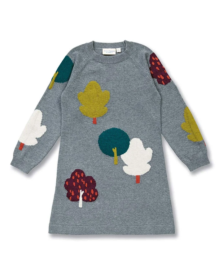 Mädchen Strickkleid mit Baum-Motiv, Modell MARVA