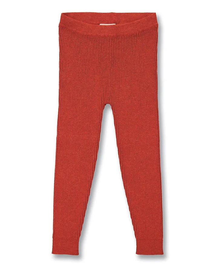 Kinder Strickleggings in Terrakottarot Melange, Modell YUMA