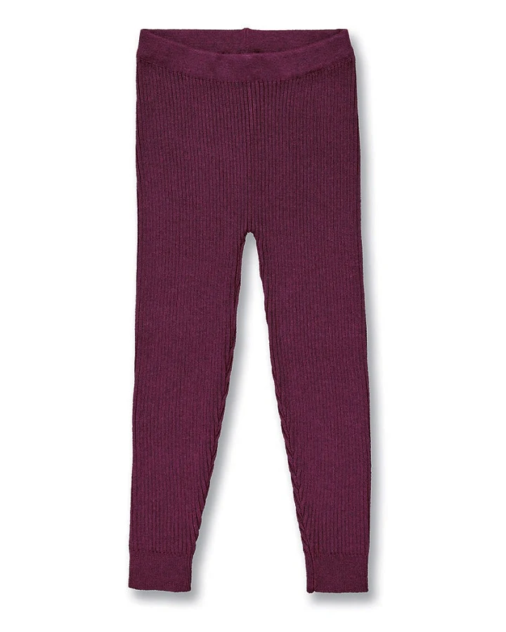 Kinder Strickleggings in Bordeauxrot Melange, Modell YUMA