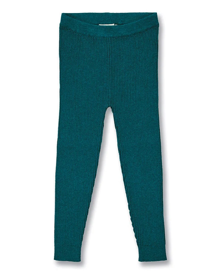 Kinder Strickleggings in Dunkelgrün Melange, Modell YUMA