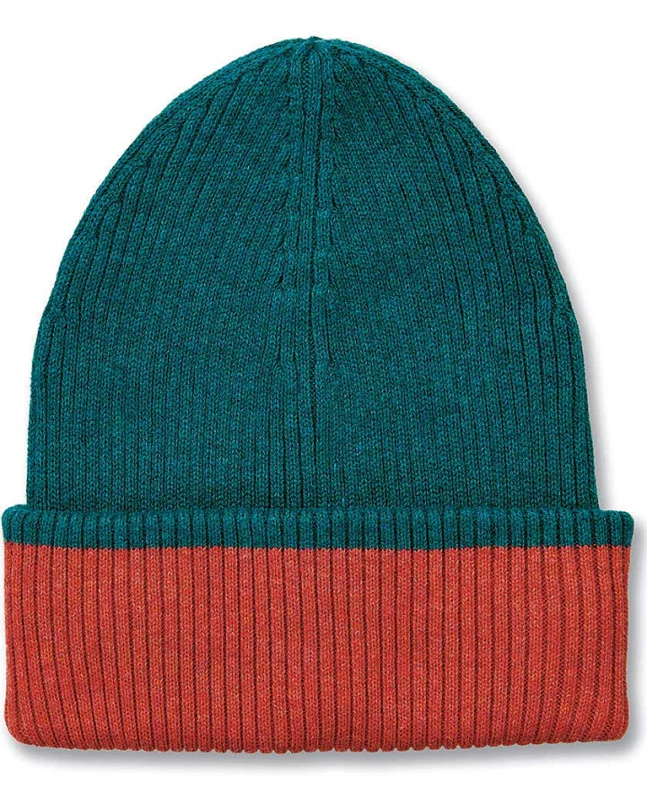 Kinder Strickmütze in Dunkelgrün mit Terrakottarot, Modell MOKO