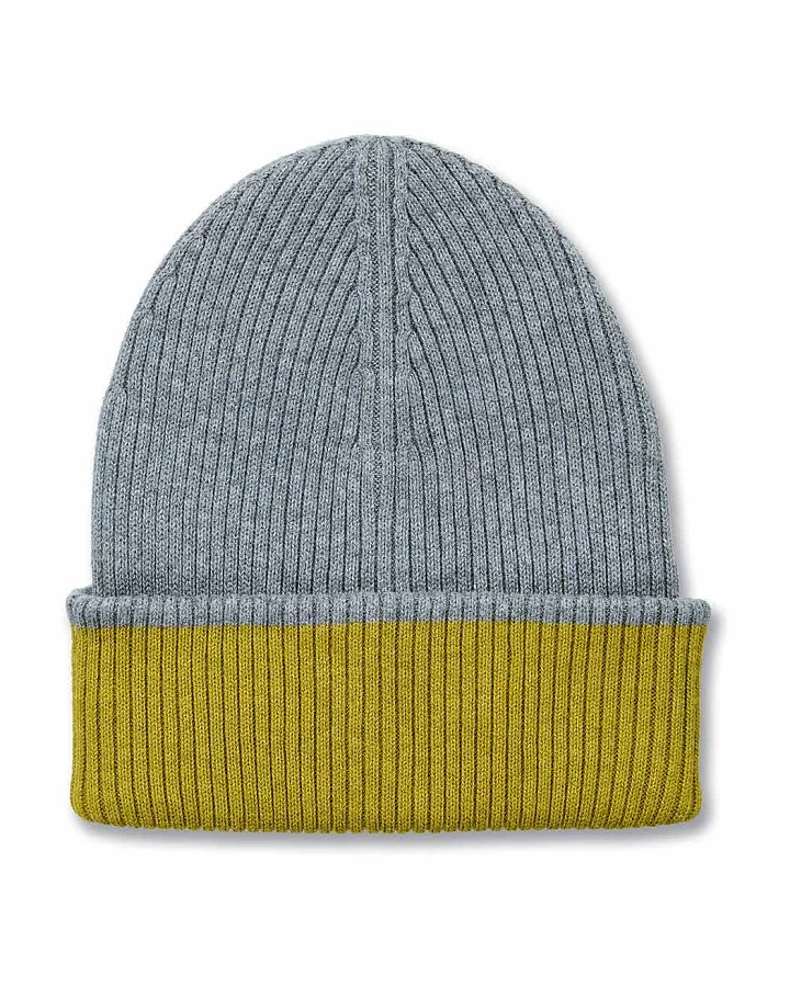 Kinder Strickmütze in Anthrazit mit Grünteegrün, Modell MOKO