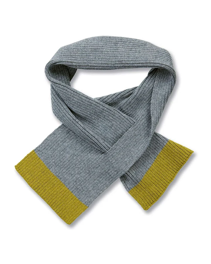 Kinder Strickschal in Anthrazit mit Grünteegrün Melange, Modell FRANA