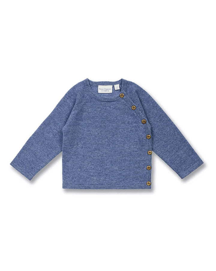 Wickeljacke aus Merinowolle in Denimblau Melange, Modell P. PICASSO
