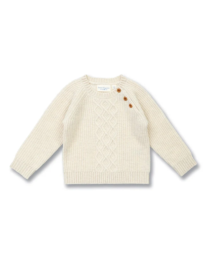 Baby Wollpullover in Cremeweiß Melange, Modell DIBOO