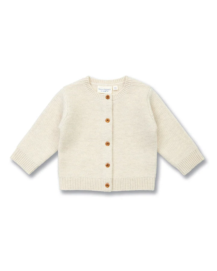 Baby Strickjacke aus Merinowolle in Cremeweiß, Modell MARLOO