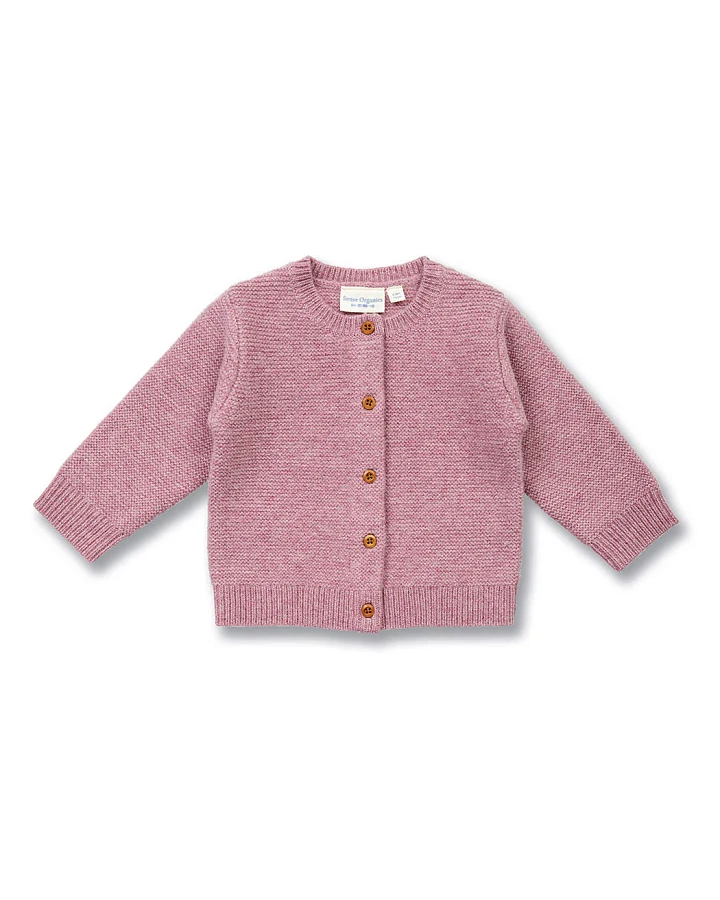 Baby Strickjacke aus Merinowolle in Mauve, Modell MARLOO
